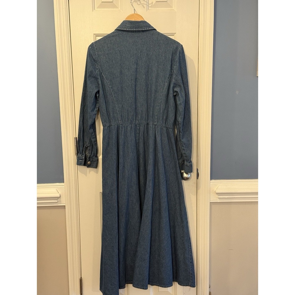 Vintage coldwater creek Denim Classic Cowgirl Western Prairie Maxi Dress Size 12 - Picture 5 of 10
